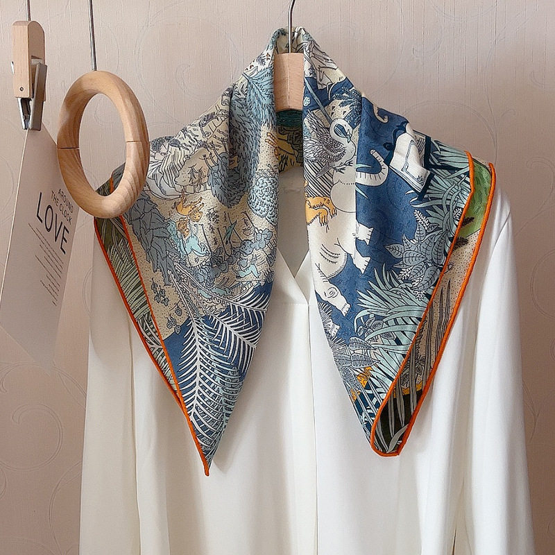 真丝羊毛围巾女2025秋冬季新款高级感百搭双面异色中方巾丝巾