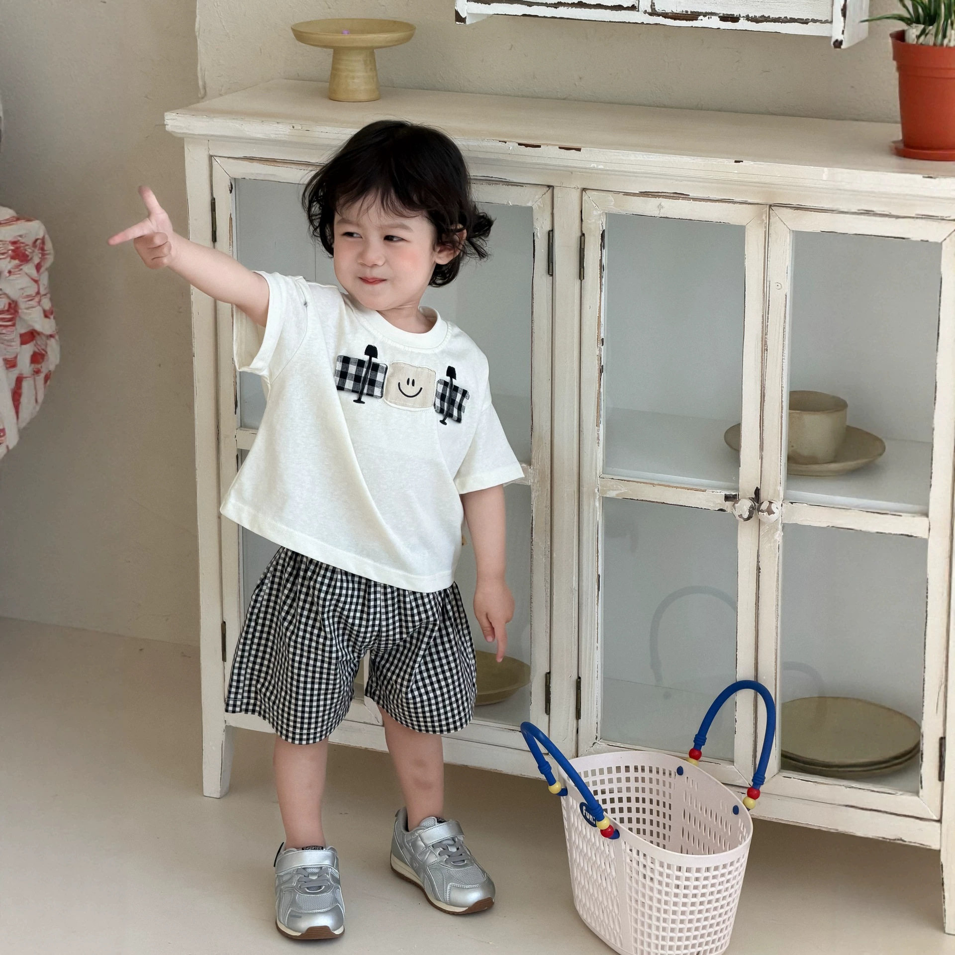男童夏季短袖T恤衫格子短裤套装薄款2026韩版童装小宝宝夏装衣服