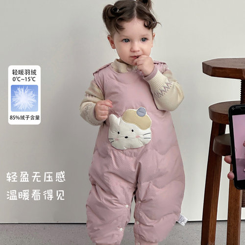女童羽绒裤秋冬新款白鸭绒女宝外穿两件套百搭毛衣婴幼儿衣服批发