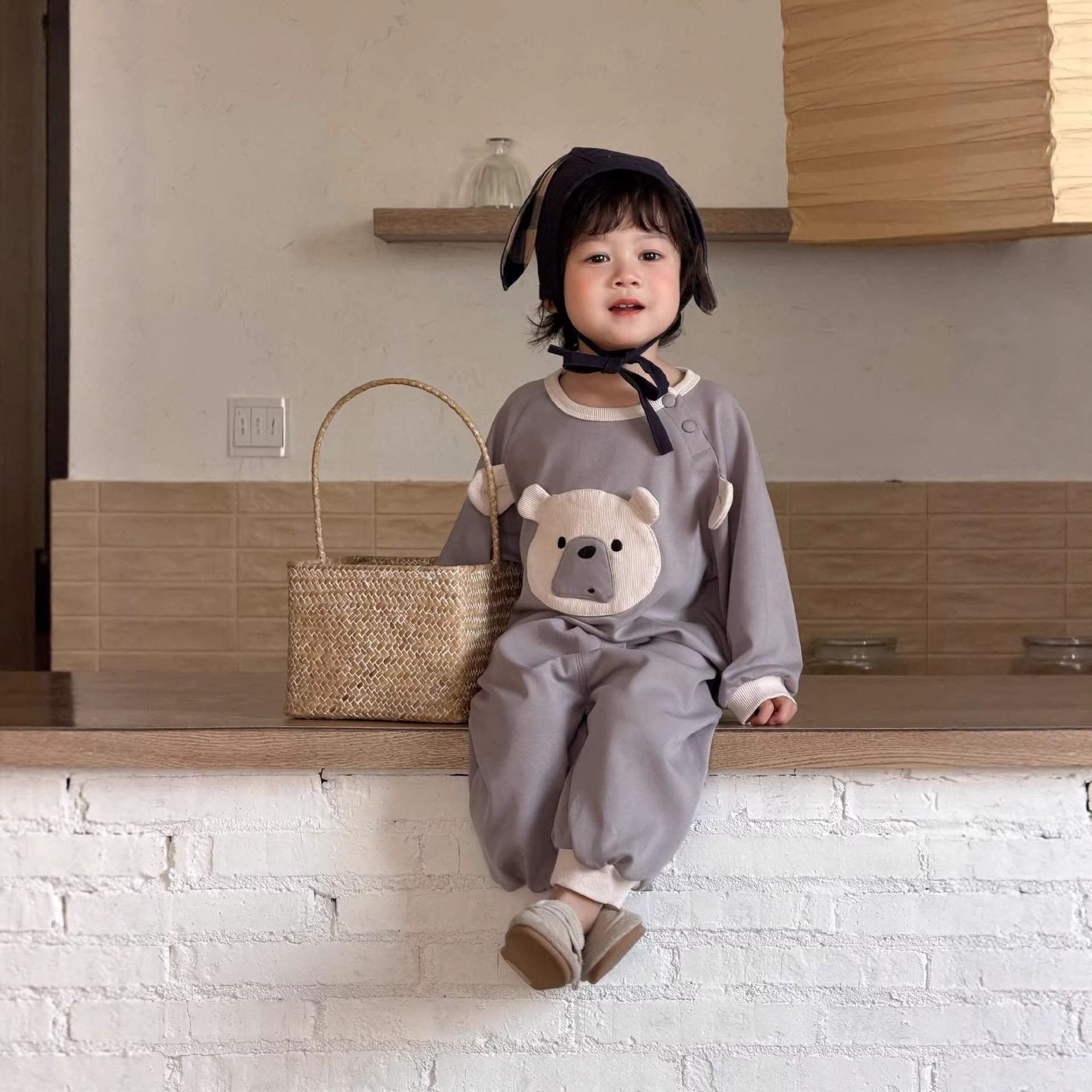 儿童服装春季2026新款韩版童装宝宝衣服春款男童熊头卫衣卫裤套装