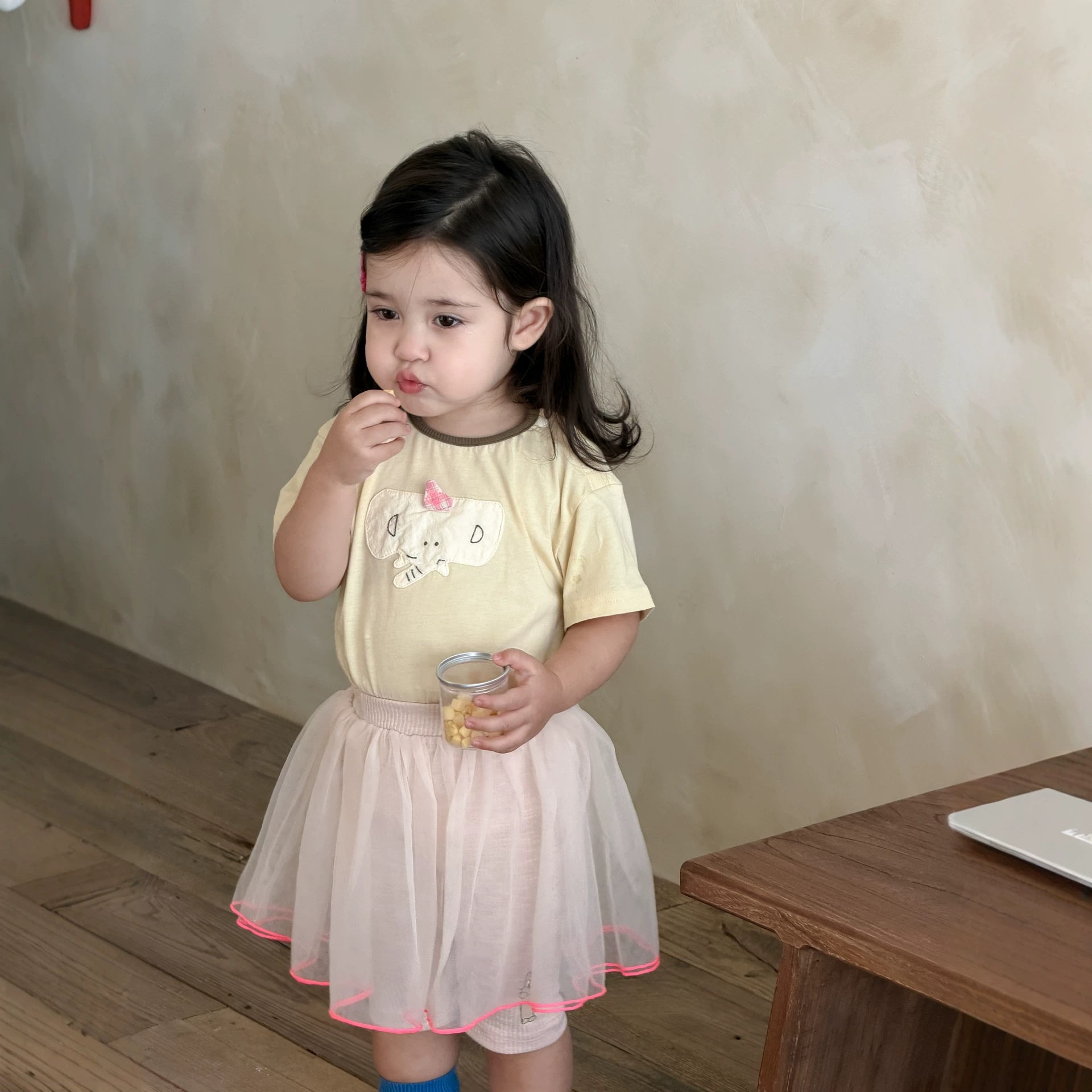 宝宝夏装薄款儿童夏季衣服2026款韩版童装女童卡通短袖T纱裙套装