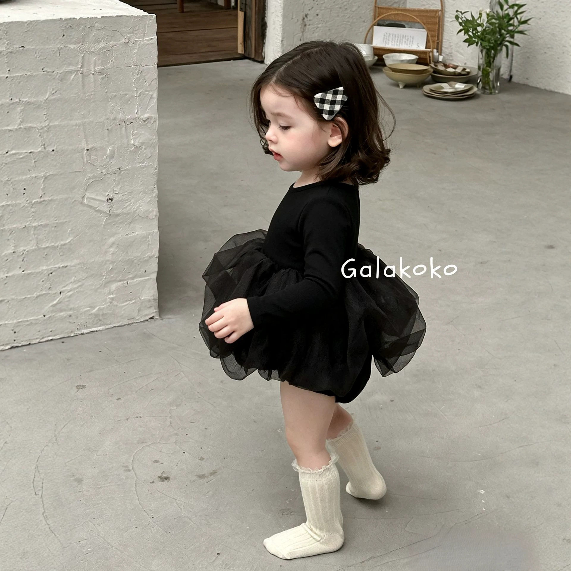 Galakoko秋季婴童连体三角哈衣纱纱裙爬服节日外出公主裙女孩长袖