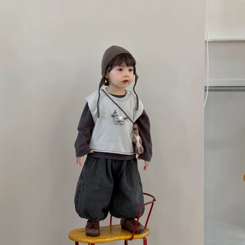 儿童服装2026新款宝宝秋款衣服韩版童装男童马甲两件套牛仔裤套装