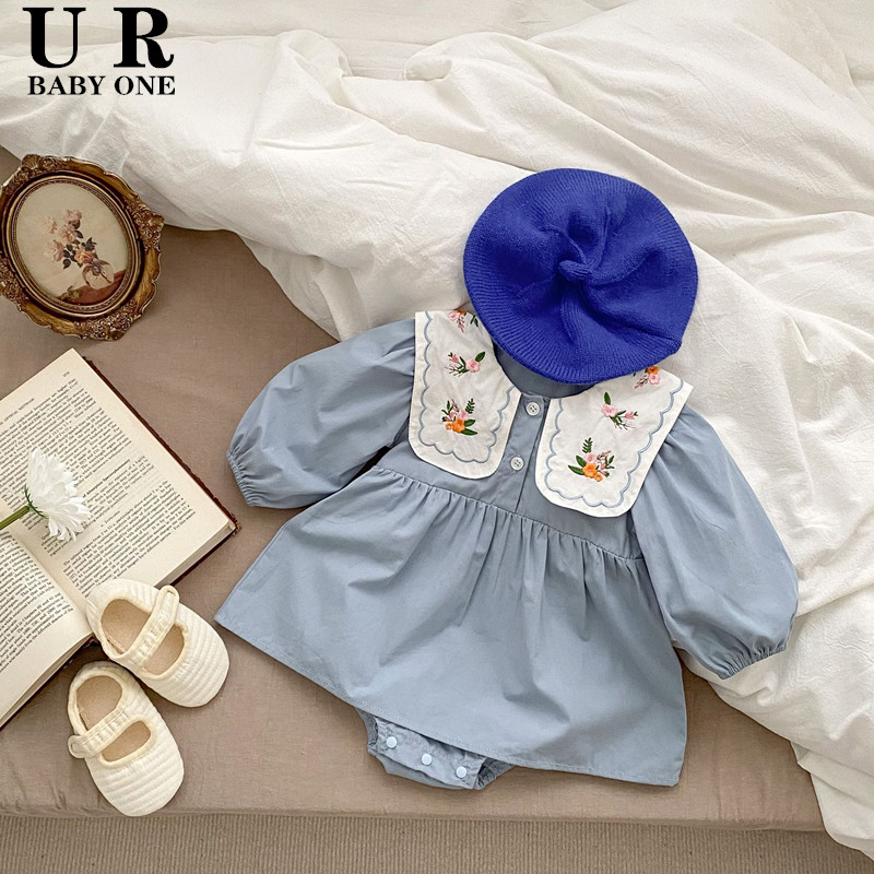 【2折专区】女衣服春秋婴幼儿绣花领包屁衣甜美公主哈衣裙爬爬服