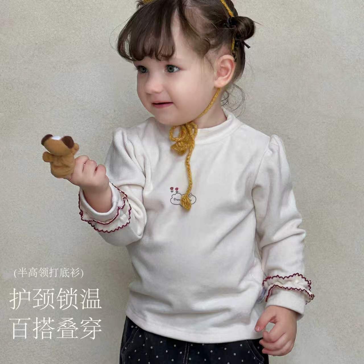 女童半高领打底衫新款婴幼儿针织保暖长袖秋冬季女宝内搭秋衣批发