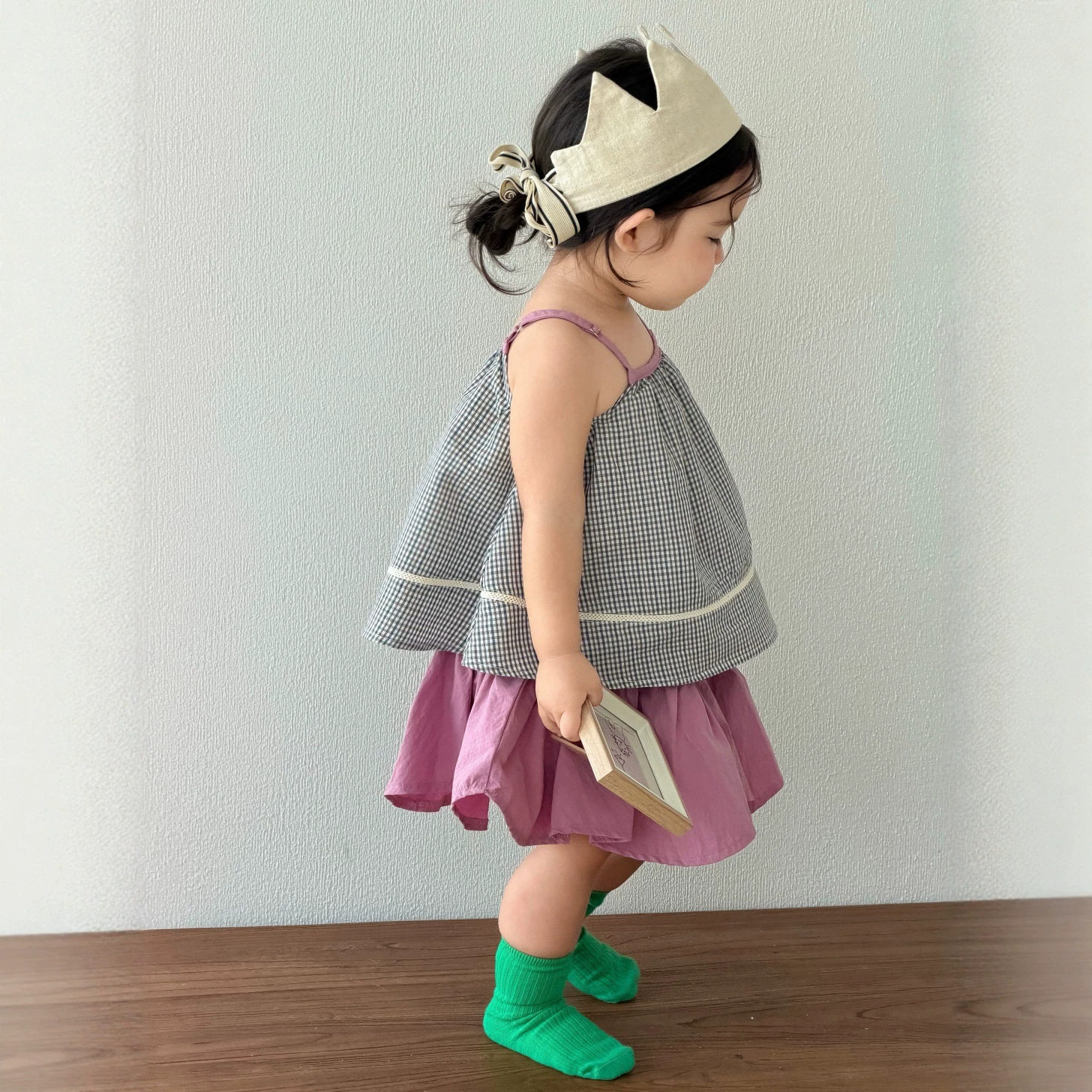 儿童衣服夏季薄款韩版童装宝宝夏装女童格子吊带衫短裙套装夏款