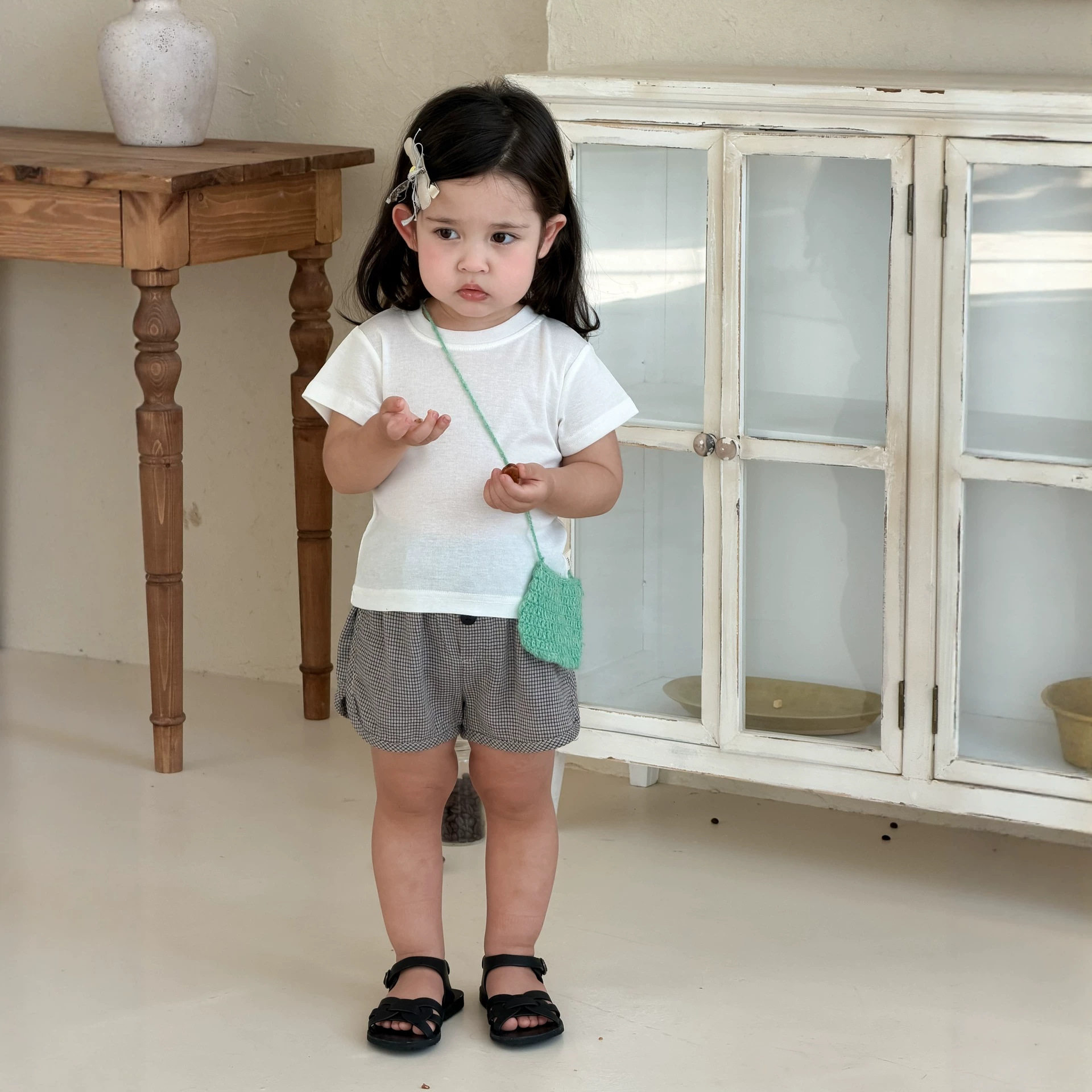 儿童衣服薄款2026新品韩版童装女童短袖T恤格子短裤套装宝宝夏装