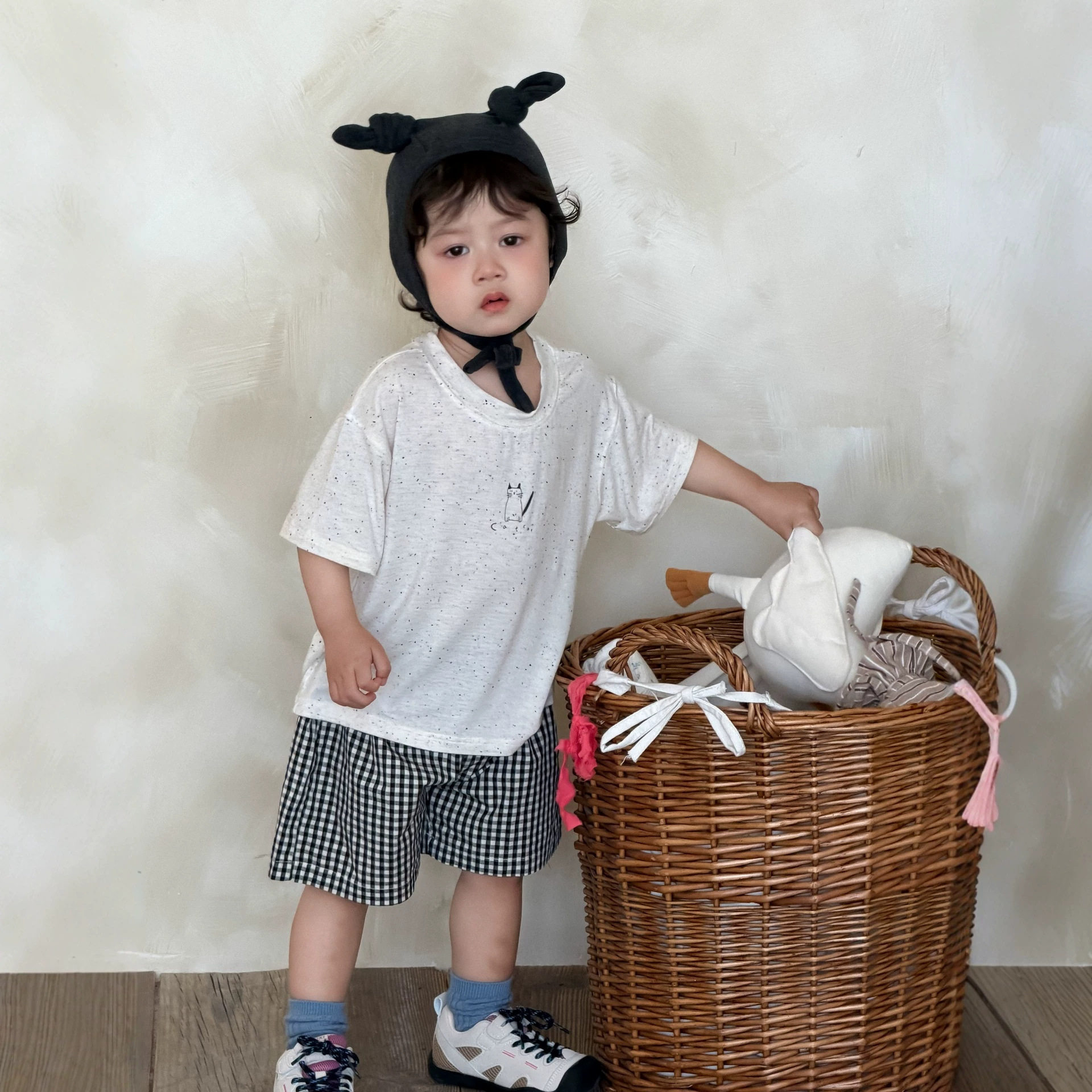 男童夏季短袖T恤格子短裤套装2026新款韩版童装宝宝衣服薄款夏装