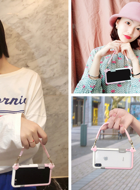 16猫爪iphone14promax边框手提式保护套13pm卡通12个性新创意8plus适用苹果mini手机壳15手提款女生11斜挎xr