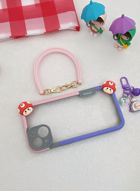 16夏季17新款iPhone15promax手机壳适用苹果14plus防摔边框13pro蘑菇12手提款ins风11镂空散热x创意个性air