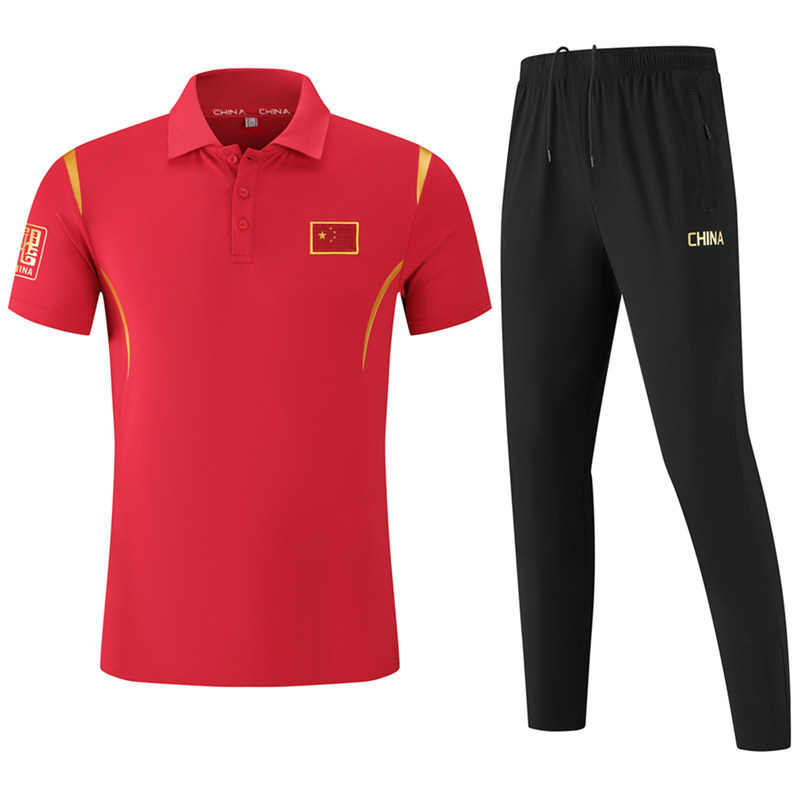 夏季运动POLO衫男短袖速干长裤国旗国服教练国家队套装跑步两件套,男装,休闲运动套装,淘宝优惠券,粉丝福利购,淘宝优惠卷