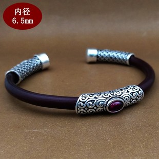 925纯银饰品 鸡血藤手镯配件 祥云弯管 红刚玉弯管