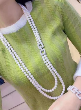 双层ins冷淡高贵贝珠毛衣链