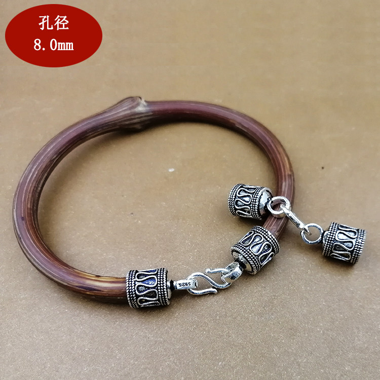 泰银diy饰品配件大孔鸡血藤套头金刚藤手镯扣头饰品手链扣皮绳扣