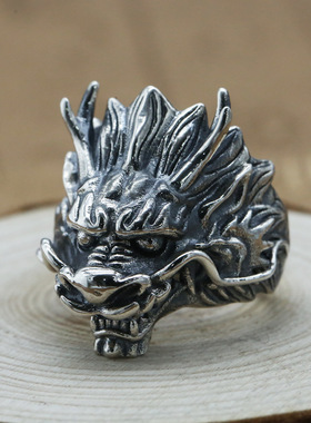 纯银龙头夸张开口戒指新品特价