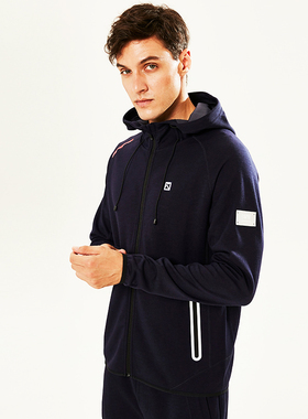 瑞士美利奴羊毛男士外套保暖夹克排汗长袖卫衣户外运动连帽开衫