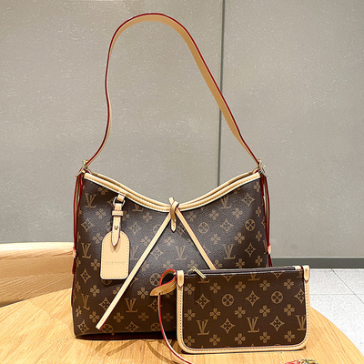 品牌真皮老花中古Carryall托特包女士大包包休闲百搭斜挎包购物袋