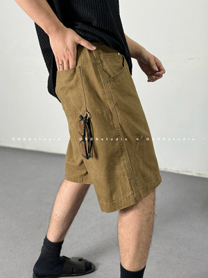 0926studio【夏天的卡哈特】基础复古水洗铆钉工装短裤宽松纯色