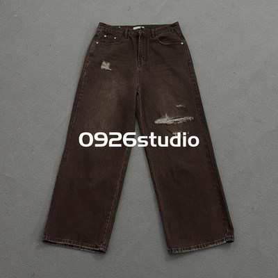 newvintage破洞做旧破洞牛仔裤