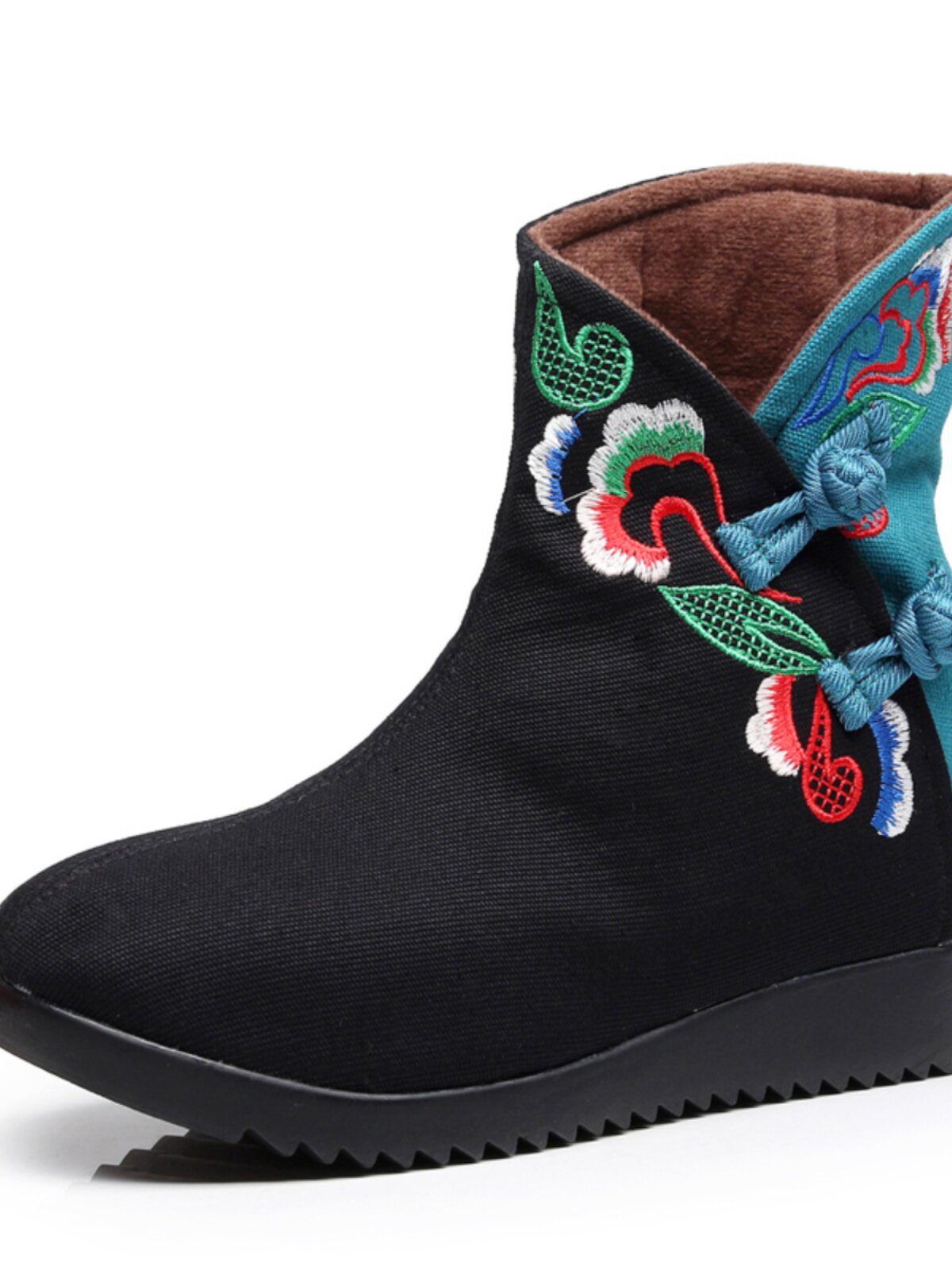 SPRING AND AUTUMN SINGLE BOOTS WOMENS BOOTS ETHNIC STYLE EMBROIDERED SHOES RETRO OLD BEIJING FLAT CLOTH BOOTS CHINESE STYLE LOW HEEL WOMENS BOOTS