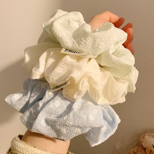 田园风小碎花蓝色大肠发圈女2025年春新款法式低马尾大号发饰头绳