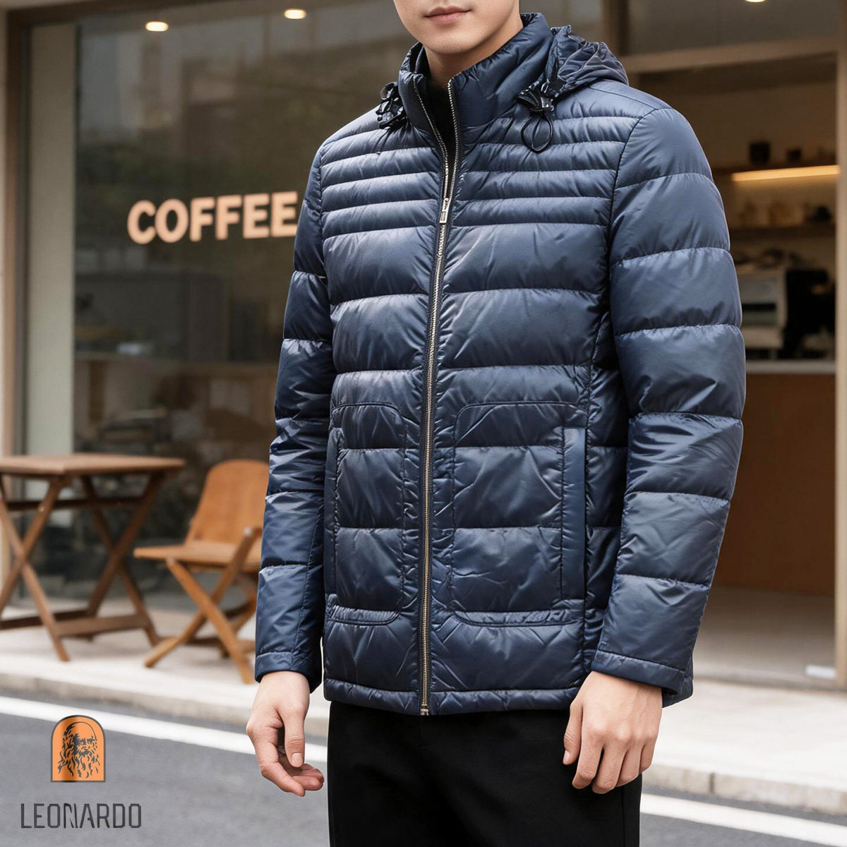 白鸭绒羽绒服利奥纳多立领