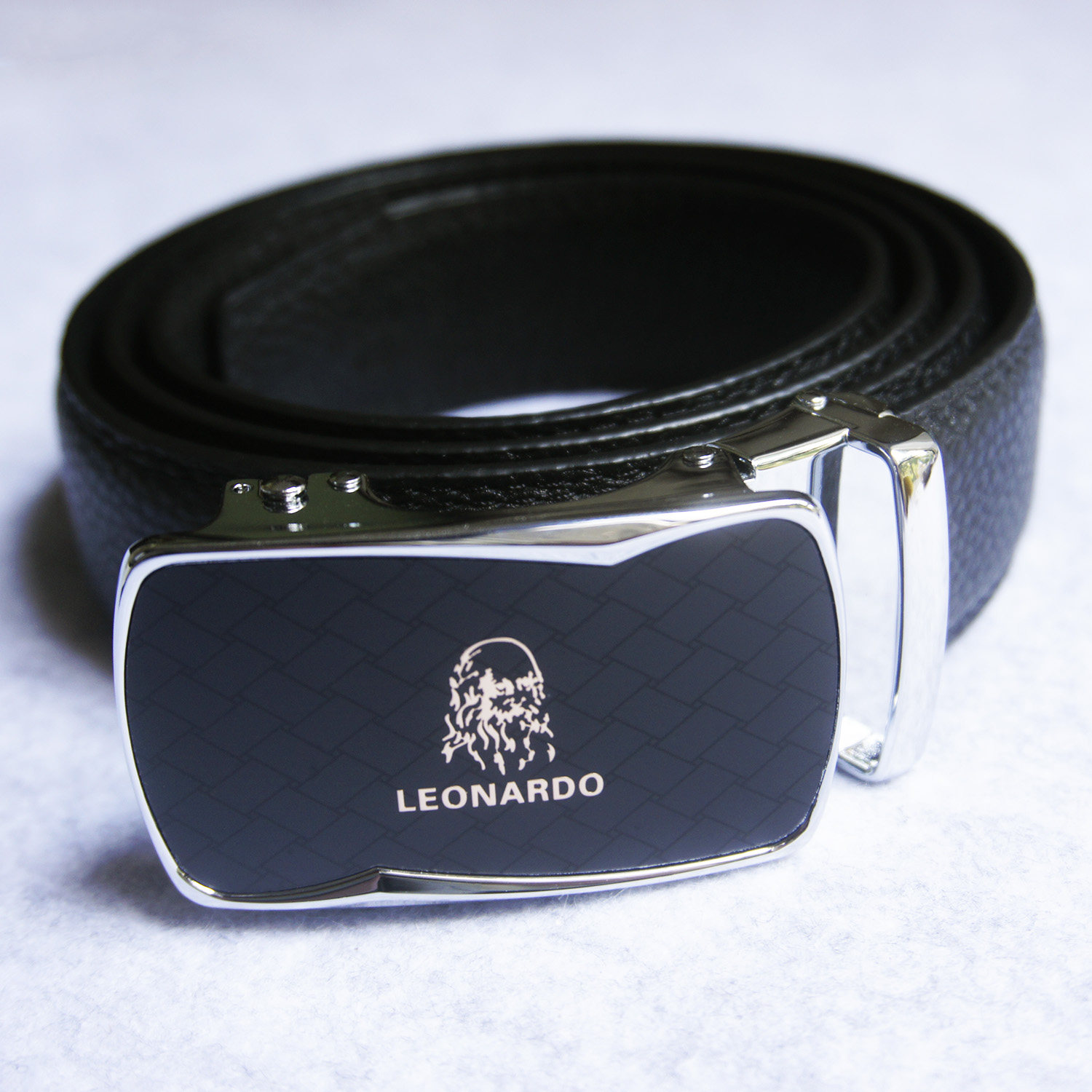 LEONARDO自动扣皮带利奥纳多老人头头层牛皮真皮正装男士礼盒腰带