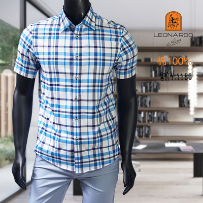 纯棉格子短袖Leonardo/利奥纳多