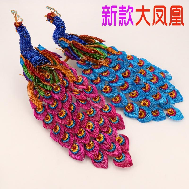 新款大凤凰 铝线手工艺品富贵孔雀摆件 结婚客厅家居装饰工艺礼品