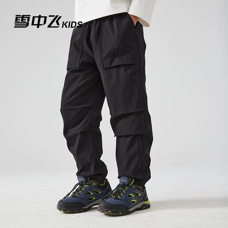 雪中飞男童羽绒裤2025冬季新款中大童女童工装保暖休闲儿童长裤子