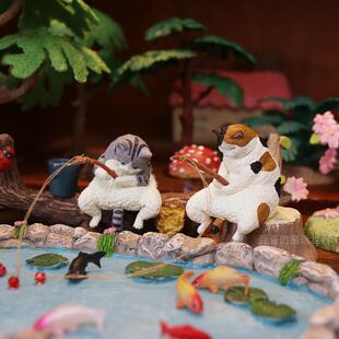 正版YELL小猫钓鱼第5弹扭蛋三花猫小猫摆件治愈系生日圣诞节礼物