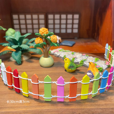 微景观造景花盆栅栏木质装饰田园