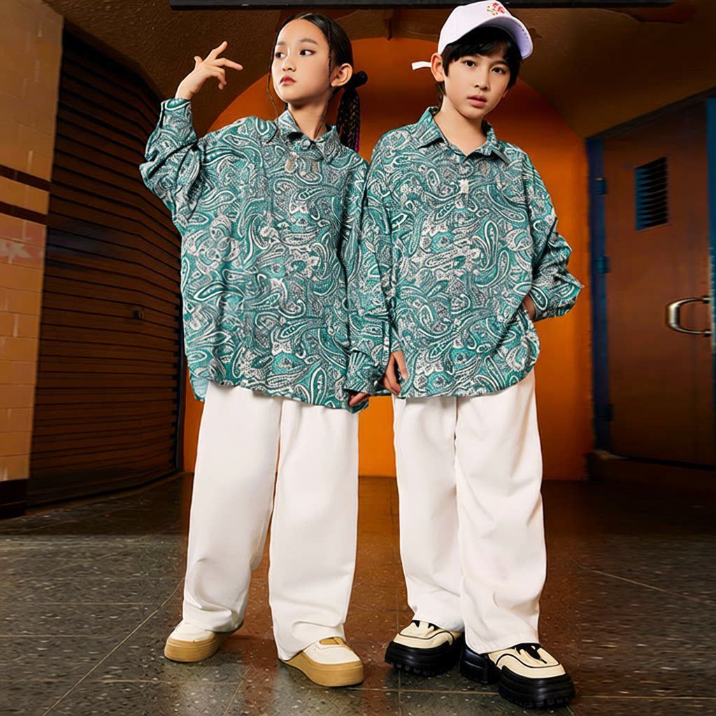 儿童街舞潮服少儿嘻哈酷帅男童hiphop帅气套装女童爵士舞演出服