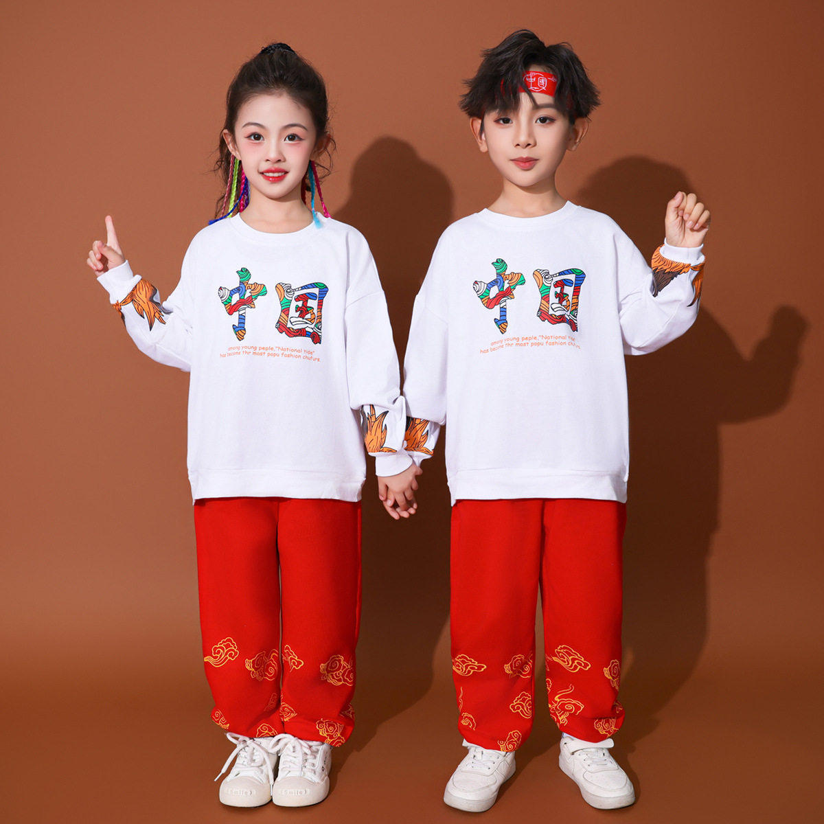 小学生运动会开幕式服装儿童啦啦队演出服中国风班服少儿国庆衣服