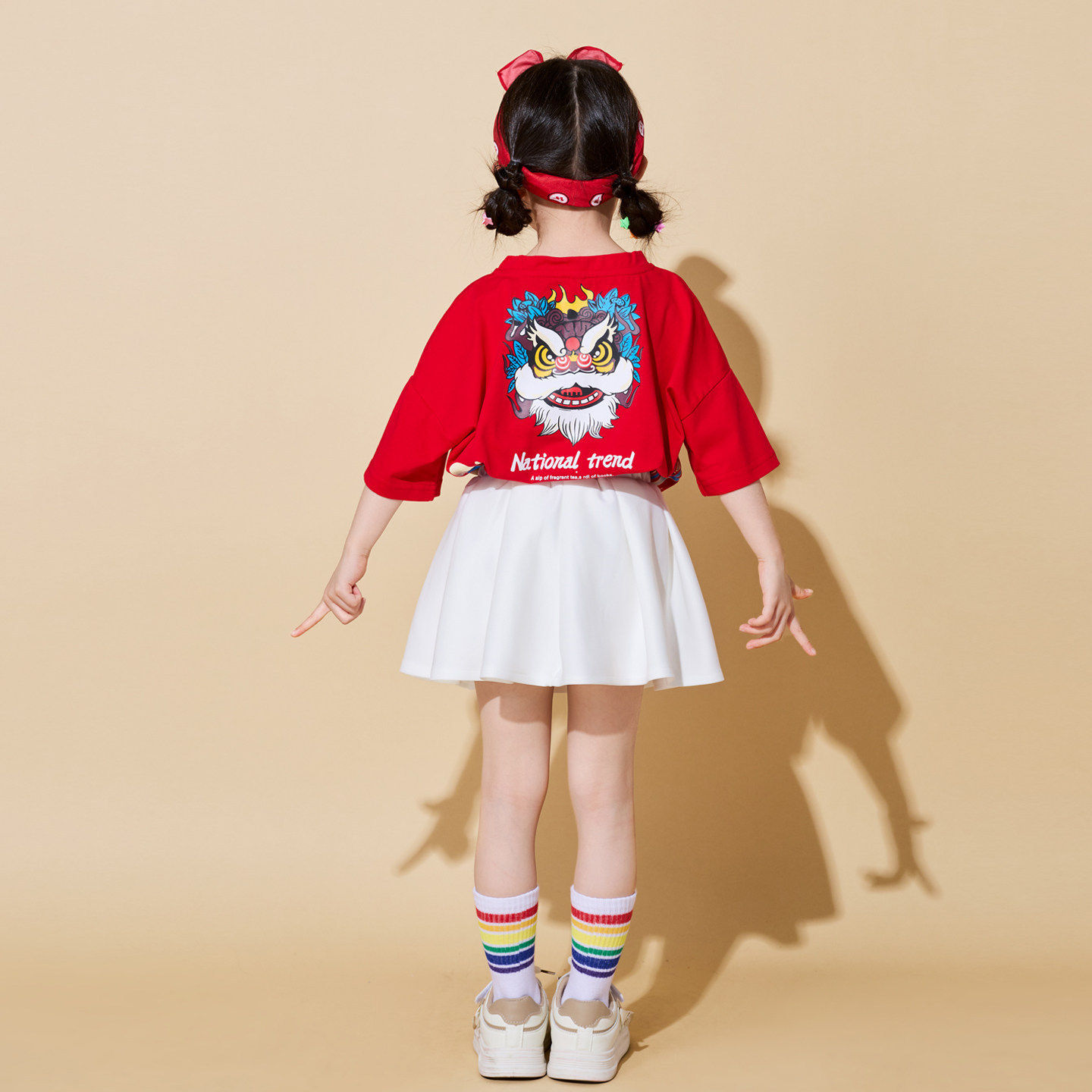 六一儿童啦啦队演出服中国风合唱服男女童小学生红色运动会表演服