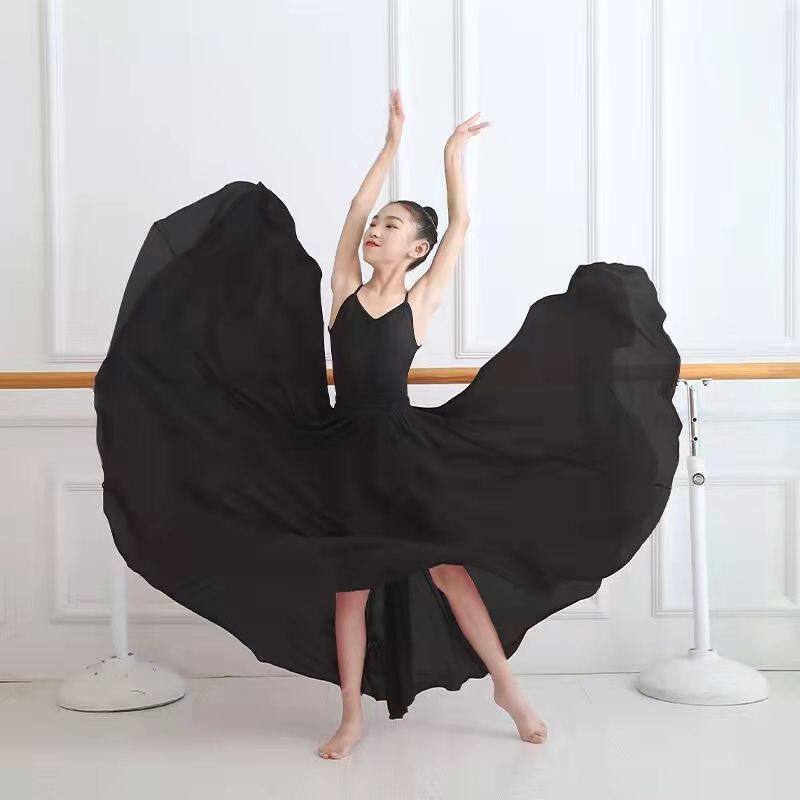 儿童舞蹈大摆裙720度半身裙 现代古典舞练习长裙女童仙气演出