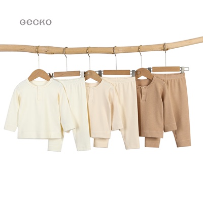 A类弹力秋冬保暖内衣男女宝宝套装蓄热坑条打底磨毛加厚儿童套装