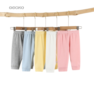 纯棉全棉无骨可开档长裤 2岁婴儿纯色春秋新生儿裤 子宝宝居家裤