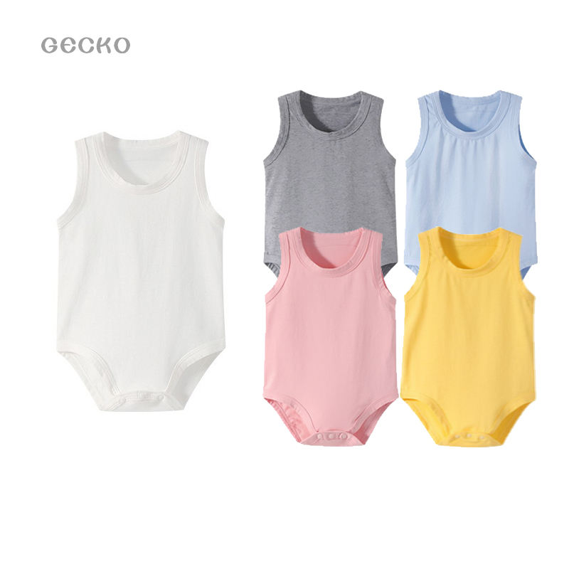 清爽奥戴尔无袖背心款三角哈衣连体服透气婴儿新生儿男宝女宝超软