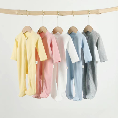 包脚婴儿棉双向拉链爬服春秋