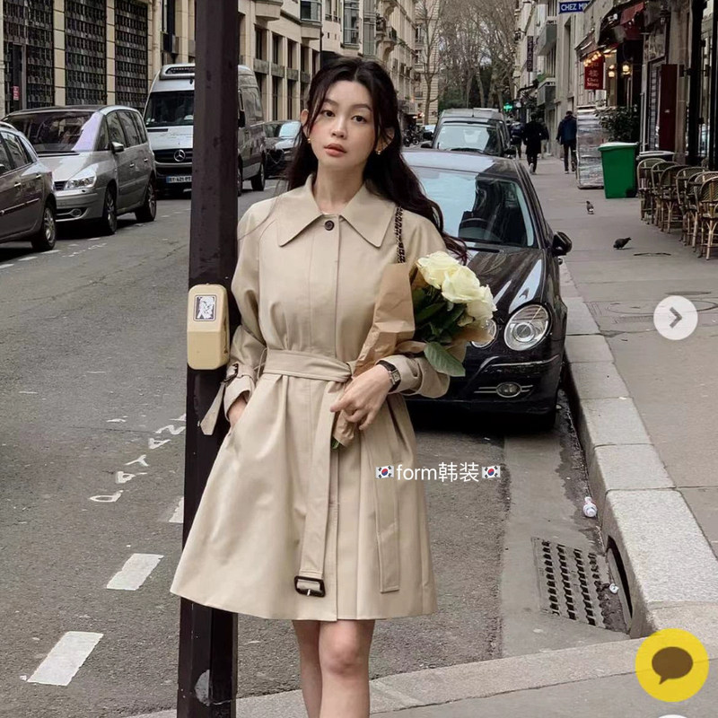 折form韩国benito代购时尚气质优雅淑女中长款风衣外套