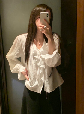 Form26新春signature韩国东大门lvc荷叶边长袖衬衫女