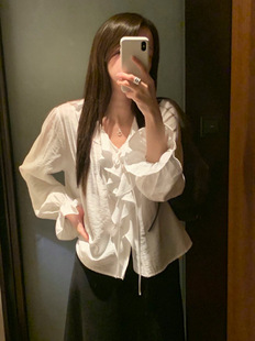 Form26新春signature韩国东大门lvc荷叶边长袖衬衫女