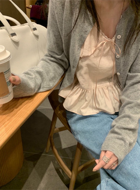 Form26新春韩国东大门MELLOUNGE韩系百搭蕾丝边蝴蝶结吊带内搭女