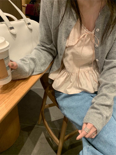 Form26新春韩国东大门MELLOUNGE韩系百搭蕾丝边蝴蝶结吊带内搭女