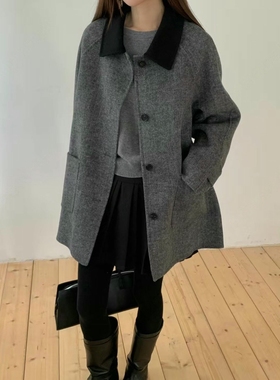 折form韩国2025秋季ANOU新款时尚百搭宽松显瘦毛呢外套