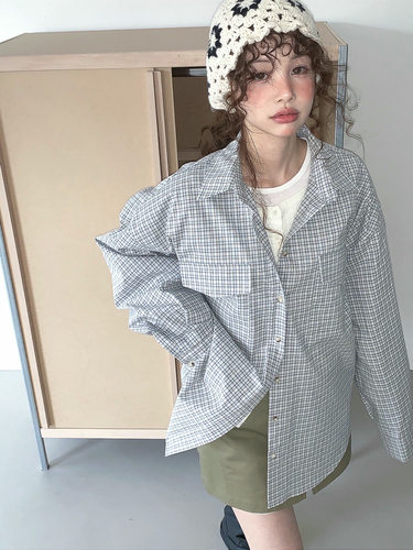 Form26新春韩国东大门IMFACT韩系时尚百搭宽松休闲格子衬衫