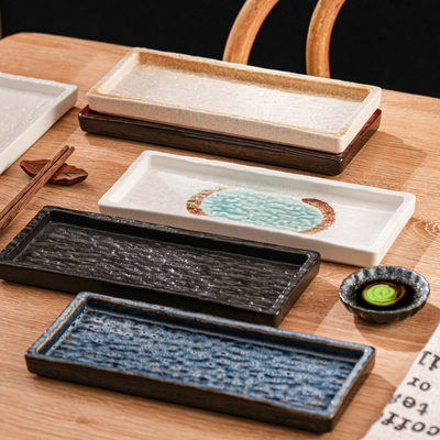盘子寿司盘日式料理陶瓷长方盘高级感商用小吃盘烤肉店餐盘刺身盘