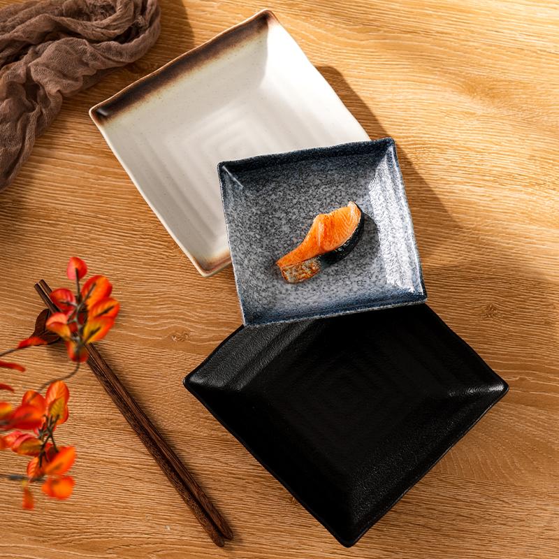 创意西餐盘高级感菜盘个性菜盘分子料理日料餐具菱形摆盘三文鱼盘