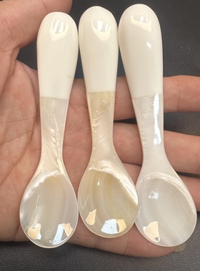 贝壳勺子创意冰淇淋勺厨房调味勺鱼子酱勺白色柄10cm